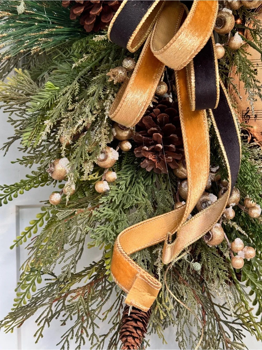 Elegant Black & Gold “Silent Night” Wreath